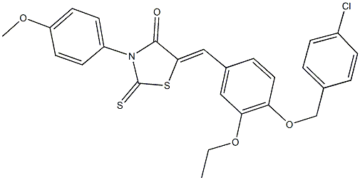 5-{4-[(4-chlorobenzyl)oxy]-3-ethoxybenzylidene}-3-(4-methoxyphenyl)-2-thioxo-1,3-thiazolidin-4-one Struktur