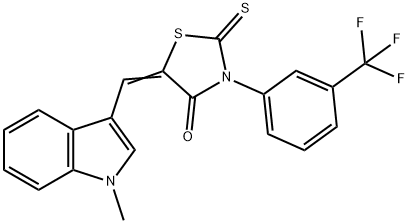 5-[(1-methyl-1H-indol-3-yl)methylene]-2-thioxo-3-[3-(trifluoromethyl)phenyl]-1,3-thiazolidin-4-one Struktur