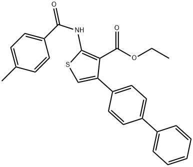 ethyl 4-[1,1'-biphenyl]-4-yl-2-[(4-methylbenzoyl)amino]-3-thiophenecarboxylate Struktur