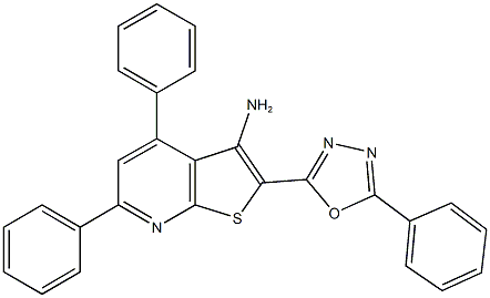 4,6-diphenyl-2-(5-phenyl-1,3,4-oxadiazol-2-yl)thieno[2,3-b]pyridin-3-ylamine Struktur