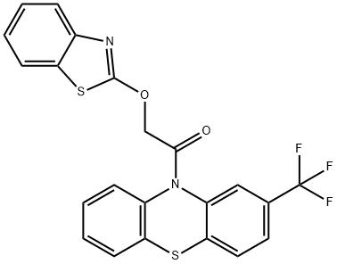 1,3-benzothiazol-2-yl 2-oxo-2-[2-(trifluoromethyl)-10H-phenothiazin-10-yl]ethyl ether Struktur