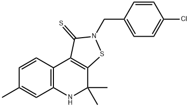 2-(4-chlorobenzyl)-4,4,7-trimethyl-4,5-dihydroisothiazolo[5,4-c]quinoline-1(2H)-thione Struktur