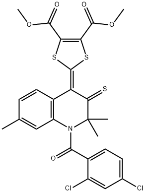 dimethyl 2-(1-(2,4-dichlorobenzoyl)-2,2,7-trimethyl-3-thioxo-2,3-dihydro-4(1H)-quinolinylidene)-1,3-dithiole-4,5-dicarboxylate Struktur