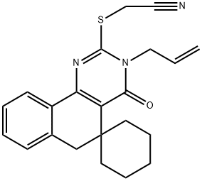 2-[(3-allyl-4-oxo-3,4,5,6-tetrahydrospiro[benzo[h]quinazoline-5,1'-cyclohexane]-2-yl)sulfanyl]acetonitrile Struktur