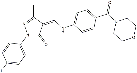 2-(4-iodophenyl)-5-methyl-4-{[4-(4-morpholinylcarbonyl)anilino]methylene}-2,4-dihydro-3H-pyrazol-3-one Struktur