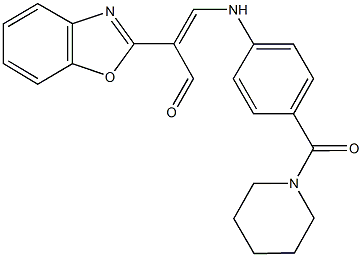 2-(1,3-benzoxazol-2-yl)-3-[4-(1-piperidinylcarbonyl)anilino]acrylaldehyde Struktur