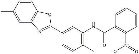 2-nitro-N-[2-methyl-5-(5-methyl-1,3-benzoxazol-2-yl)phenyl]benzamide Struktur