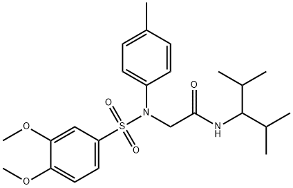 2-{[(3,4-dimethoxyphenyl)sulfonyl]-4-methylanilino}-N-(1-isopropyl-2-methylpropyl)acetamide Struktur