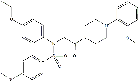 N-[4-(ethyloxy)phenyl]-N-(2-{4-[2-(methyloxy)phenyl]piperazin-1-yl}-2-oxoethyl)-4-(methylsulfanyl)benzenesulfonamide Struktur