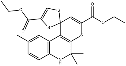 diethyl 5',5',9'-trimethyl-5',6'-dihydrospiro[1,3-dithiole-2,1'-(1'H)-thiopyrano[2,3-c]quinoline]-3',4-dicarboxylate Struktur