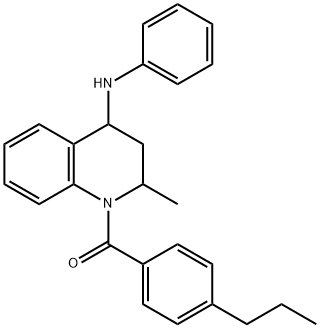 2-methyl-N-phenyl-1-(4-propylbenzoyl)-1,2,3,4-tetrahydro-4-quinolinamine Struktur