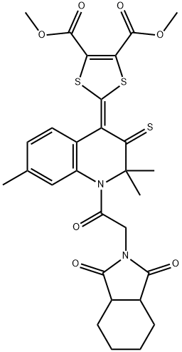 dimethyl 2-(1-[(1,3-dioxooctahydro-2H-isoindol-2-yl)acetyl]-2,2,7-trimethyl-3-thioxo-2,3-dihydro-4(1H)-quinolinylidene)-1,3-dithiole-4,5-dicarboxylate Struktur