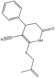 2-[(2-methyl-2-propenyl)sulfanyl]-6-oxo-4-phenyl-1,4,5,6-tetrahydro-3-pyridinecarbonitrile Struktur