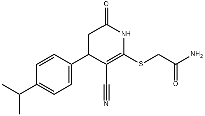 2-{[3-cyano-4-(4-isopropylphenyl)-6-oxo-1,4,5,6-tetrahydro-2-pyridinyl]sulfanyl}acetamide Struktur