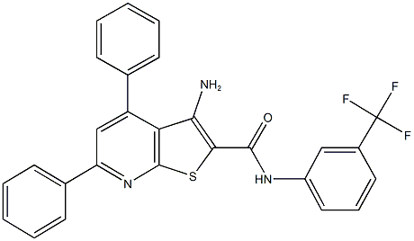 3-amino-4,6-diphenyl-N-[3-(trifluoromethyl)phenyl]thieno[2,3-b]pyridine-2-carboxamide Struktur