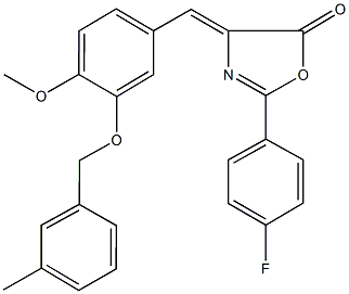 2-(4-fluorophenyl)-4-{4-methoxy-3-[(3-methylbenzyl)oxy]benzylidene}-1,3-oxazol-5(4H)-one Struktur