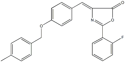 2-(2-fluorophenyl)-4-{4-[(4-methylbenzyl)oxy]benzylidene}-1,3-oxazol-5(4H)-one Struktur