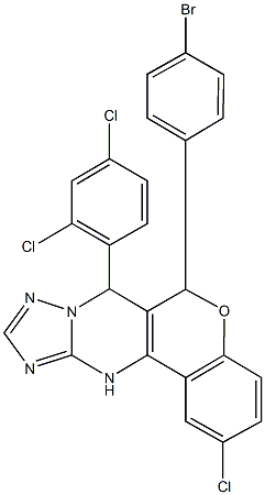 6-(4-bromophenyl)-2-chloro-7-(2,4-dichlorophenyl)-7,12-dihydro-6H-chromeno[4,3-d][1,2,4]triazolo[1,5-a]pyrimidine Struktur