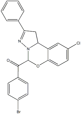 (4-bromophenyl)(9-chloro-2-phenyl-1,10b-dihydropyrazolo[1,5-c][1,3]benzoxazin-5-yl)methanone Struktur