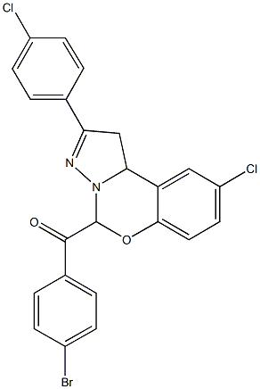 (4-bromophenyl)[9-chloro-2-(4-chlorophenyl)-1,10b-dihydropyrazolo[1,5-c][1,3]benzoxazin-5-yl]methanone Struktur