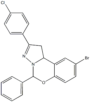 9-bromo-2-(4-chlorophenyl)-5-phenyl-1,10b-dihydropyrazolo[1,5-c][1,3]benzoxazine Struktur