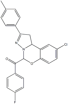 [9-chloro-2-(4-methylphenyl)-1,10b-dihydropyrazolo[1,5-c][1,3]benzoxazin-5-yl](4-fluorophenyl)methanone Struktur