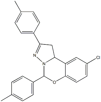 9-chloro-2,5-bis(4-methylphenyl)-1,10b-dihydropyrazolo[1,5-c][1,3]benzoxazine Struktur