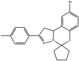 9'-bromo-2'-(4-methylphenyl)-1',10'b-dihydrospiro(cyclopentane-1,5'-pyrazolo[1,5-c][1,3]benzoxazine) Struktur