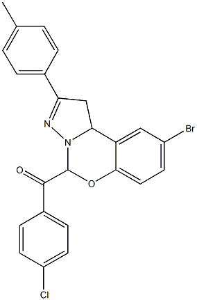 [9-bromo-2-(4-methylphenyl)-1,10b-dihydropyrazolo[1,5-c][1,3]benzoxazin-5-yl](4-chlorophenyl)methanone Struktur