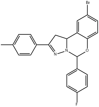 9-bromo-5-(4-fluorophenyl)-2-(4-methylphenyl)-1,10b-dihydropyrazolo[1,5-c][1,3]benzoxazine Struktur