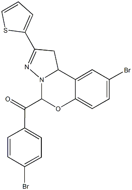 (4-bromophenyl)(9-bromo-2-thien-2-yl-1,10b-dihydropyrazolo[1,5-c][1,3]benzoxazin-5-yl)methanone Struktur