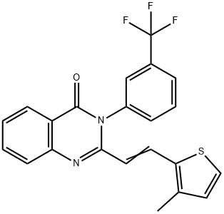 2-[2-(3-methyl-2-thienyl)vinyl]-3-[3-(trifluoromethyl)phenyl]-4(3H)-quinazolinone Struktur