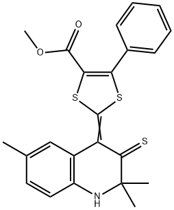 methyl 5-phenyl-2-(2,2,6-trimethyl-3-thioxo-2,3-dihydro-4(1H)-quinolinylidene)-1,3-dithiole-4-carboxylate Struktur