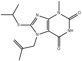 8-(isopropylsulfanyl)-3-methyl-7-(2-methyl-2-propenyl)-3,7-dihydro-1H-purine-2,6-dione Struktur