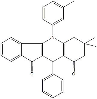 7,7-dimethyl-5-(3-methylphenyl)-10-phenyl-6,7,8,10-tetrahydro-5H-indeno[1,2-b]quinoline-9,11-dione Struktur