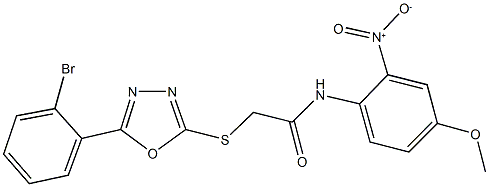 2-{[5-(2-bromophenyl)-1,3,4-oxadiazol-2-yl]sulfanyl}-N-{2-nitro-4-methoxyphenyl}acetamide Struktur