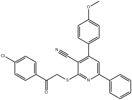 2-{[2-(4-chlorophenyl)-2-oxoethyl]sulfanyl}-4-(4-methoxyphenyl)-6-phenylnicotinonitrile Struktur