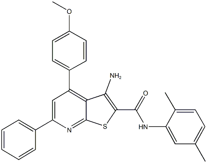 3-amino-N-(2,5-dimethylphenyl)-4-(4-methoxyphenyl)-6-phenylthieno[2,3-b]pyridine-2-carboxamide Struktur