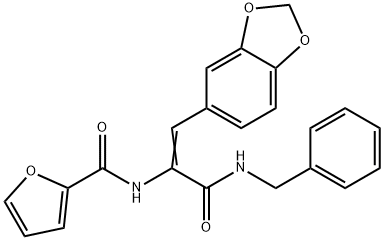 N-{2-(1,3-benzodioxol-5-yl)-1-[(benzylamino)carbonyl]vinyl}-2-furamide Struktur