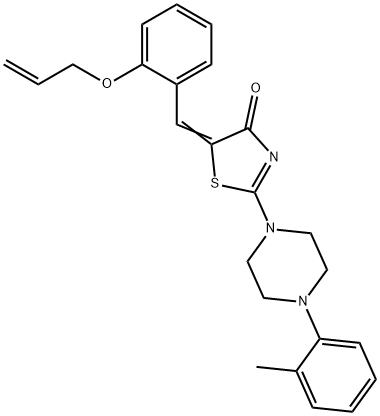 5-[2-(allyloxy)benzylidene]-2-[4-(2-methylphenyl)-1-piperazinyl]-1,3-thiazol-4(5H)-one Struktur