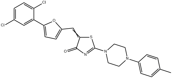 5-{[5-(2,5-dichlorophenyl)-2-furyl]methylene}-2-[4-(4-methylphenyl)-1-piperazinyl]-1,3-thiazol-4(5H)-one Struktur