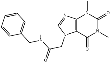 N-benzyl-2-(1,3-dimethyl-2,6-dioxo-1,2,3,6-tetrahydro-7H-purin-7-yl)acetamide Struktur