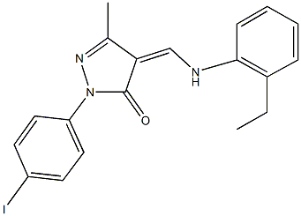 4-[(2-ethylanilino)methylene]-2-(4-iodophenyl)-5-methyl-2,4-dihydro-3H-pyrazol-3-one Struktur