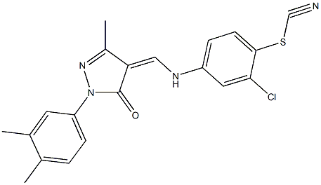 2-chloro-4-({[1-(3,4-dimethylphenyl)-3-methyl-5-oxo-1,5-dihydro-4H-pyrazol-4-ylidene]methyl}amino)phenyl thiocyanate Struktur