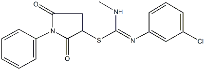 2,5-dioxo-1-phenyl-3-pyrrolidinyl N'-(3-chlorophenyl)-N-methylimidothiocarbamate Struktur