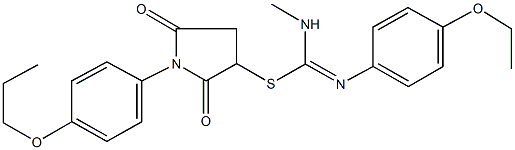 2,5-dioxo-1-(4-propoxyphenyl)-3-pyrrolidinyl N'-(4-ethoxyphenyl)-N-methylimidothiocarbamate Struktur