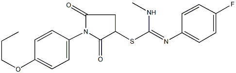 2,5-dioxo-1-(4-propoxyphenyl)-3-pyrrolidinyl N'-(4-fluorophenyl)-N-methylimidothiocarbamate Struktur