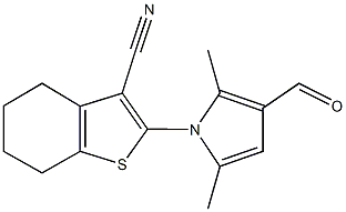 2-(3-formyl-2,5-dimethyl-1H-pyrrol-1-yl)-4,5,6,7-tetrahydro-1-benzothiophene-3-carbonitrile Struktur