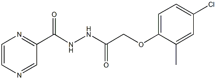 2-(4-chloro-2-methylphenoxy)-N'-(2-pyrazinylcarbonyl)acetohydrazide Struktur