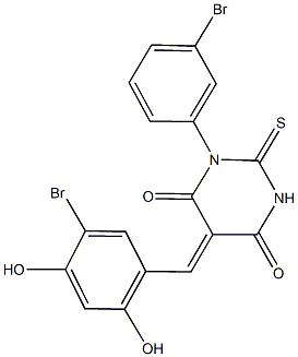 5-(5-bromo-2,4-dihydroxybenzylidene)-1-(3-bromophenyl)-2-thioxodihydro-4,6(1H,5H)-pyrimidinedione Struktur